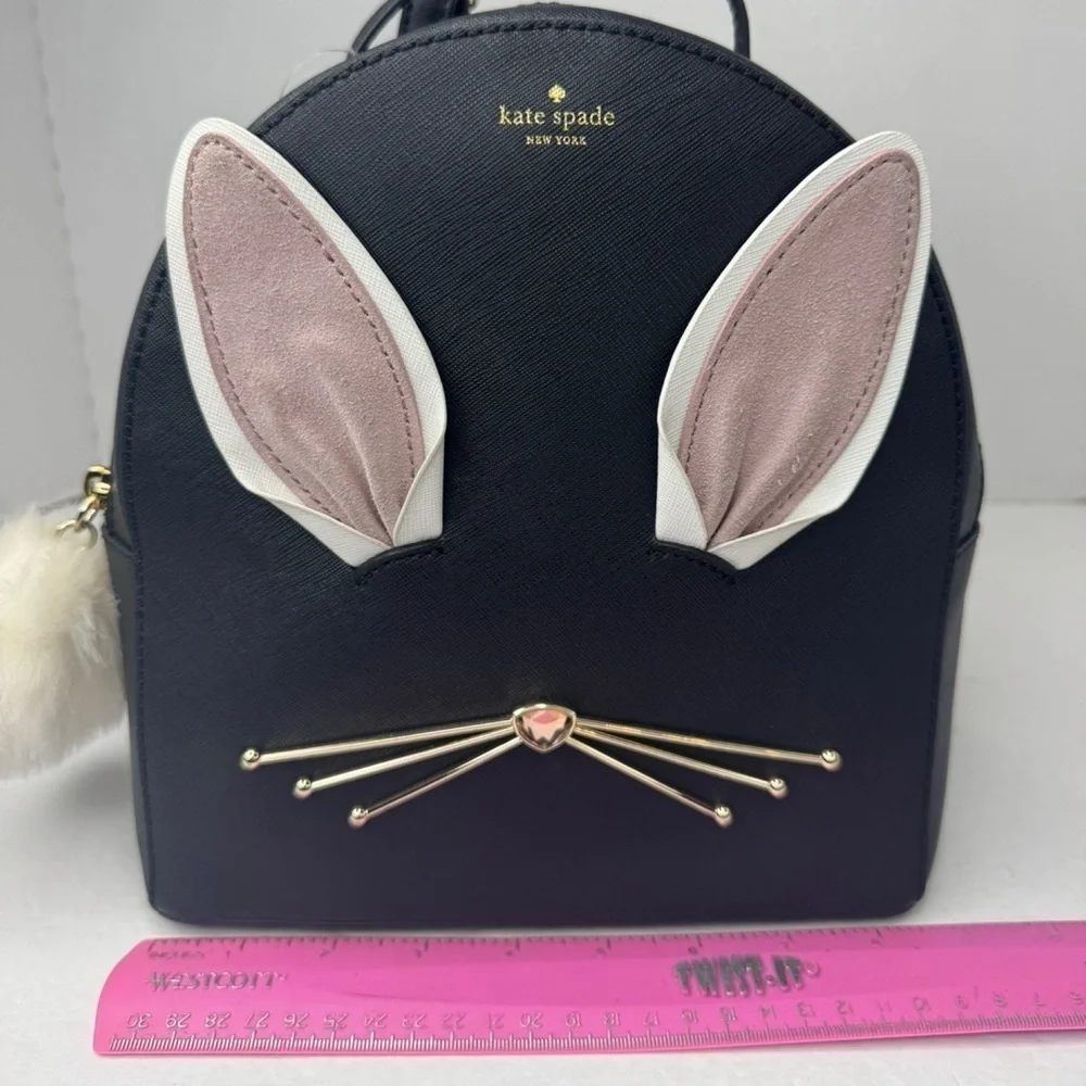 Kate Spade Hop To It Rabbit Sammi Bunny Easter Black Mini Backpack Bag